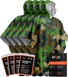PREPARED4X Emergency Poncho and Mylar Blanket Liner - Waterproof, Wind-Resistant Outdoor Rain Poncho for Camping, Emergencies