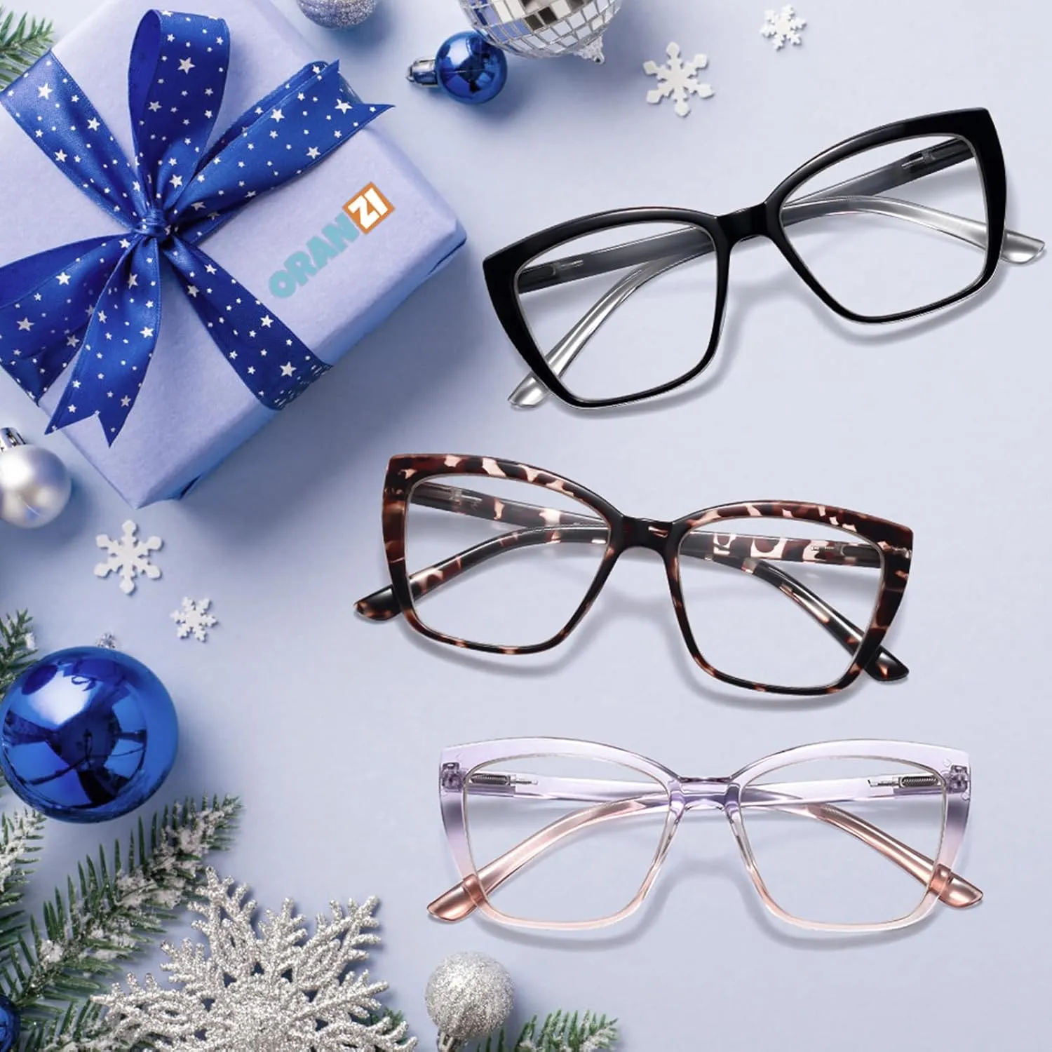 Reading Glasses Women, 3 pack Fashion Oversized Blue Light Readers Women, Spring Hinge Cat Eye Glasses Anti Eyestrain