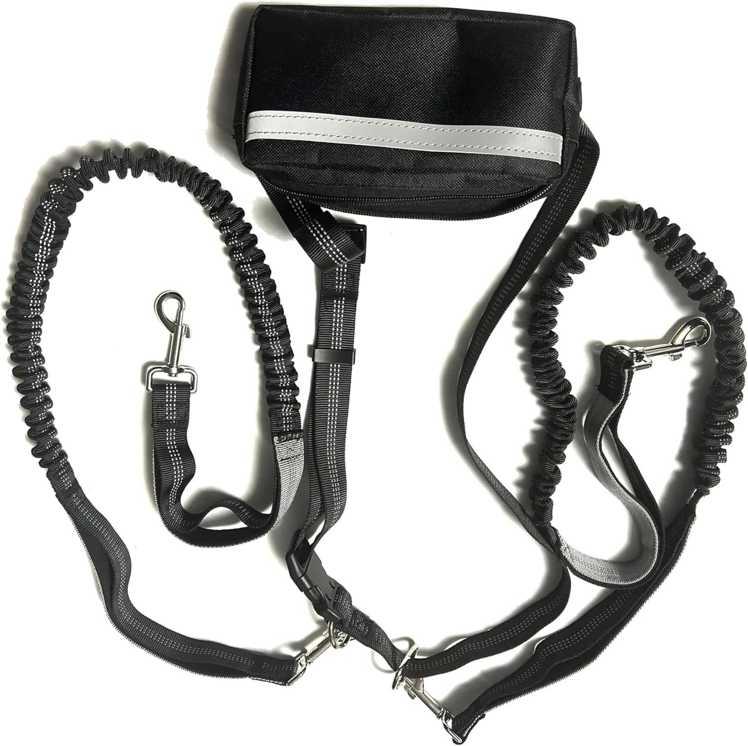 Retractable Hands Free Dog Leash with Waist Pouch,Retractable Bungee with Double Padded Handles,Waist Leash for Walking,Jogging and Running Your Dog (2 Dogs)