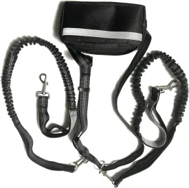 Retractable Hands Free Dog Leash with Waist Pouch,Retractable Bungee with Double Padded Handles,Waist Leash for Walking,Jogging and Running Your Dog (2 Dogs)