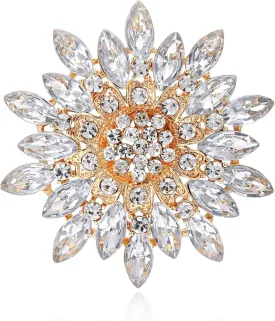 Rhinestone Sunflower Brooch Pin Red Pink Flower Brooch Stylish Crystal Brooch Elegant Clothing Hat Bag Accessories Jewerly for Women