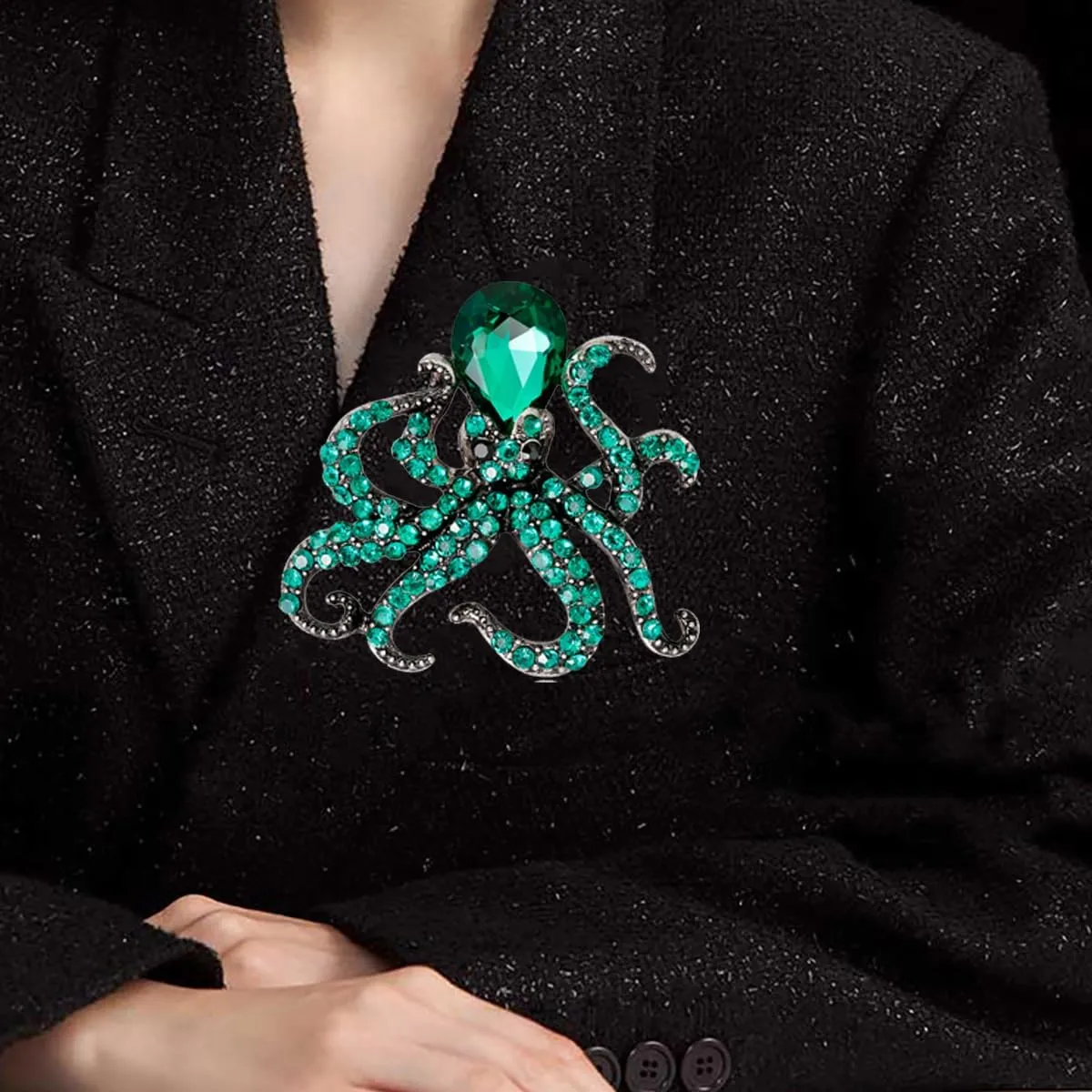 Rhinestones Octopus Brooch for Women Men Sea Animal Crystal Brooch Pin Cute Octopus Pin Brooch Christmas Halloween Birthday Party Costume Jewelry