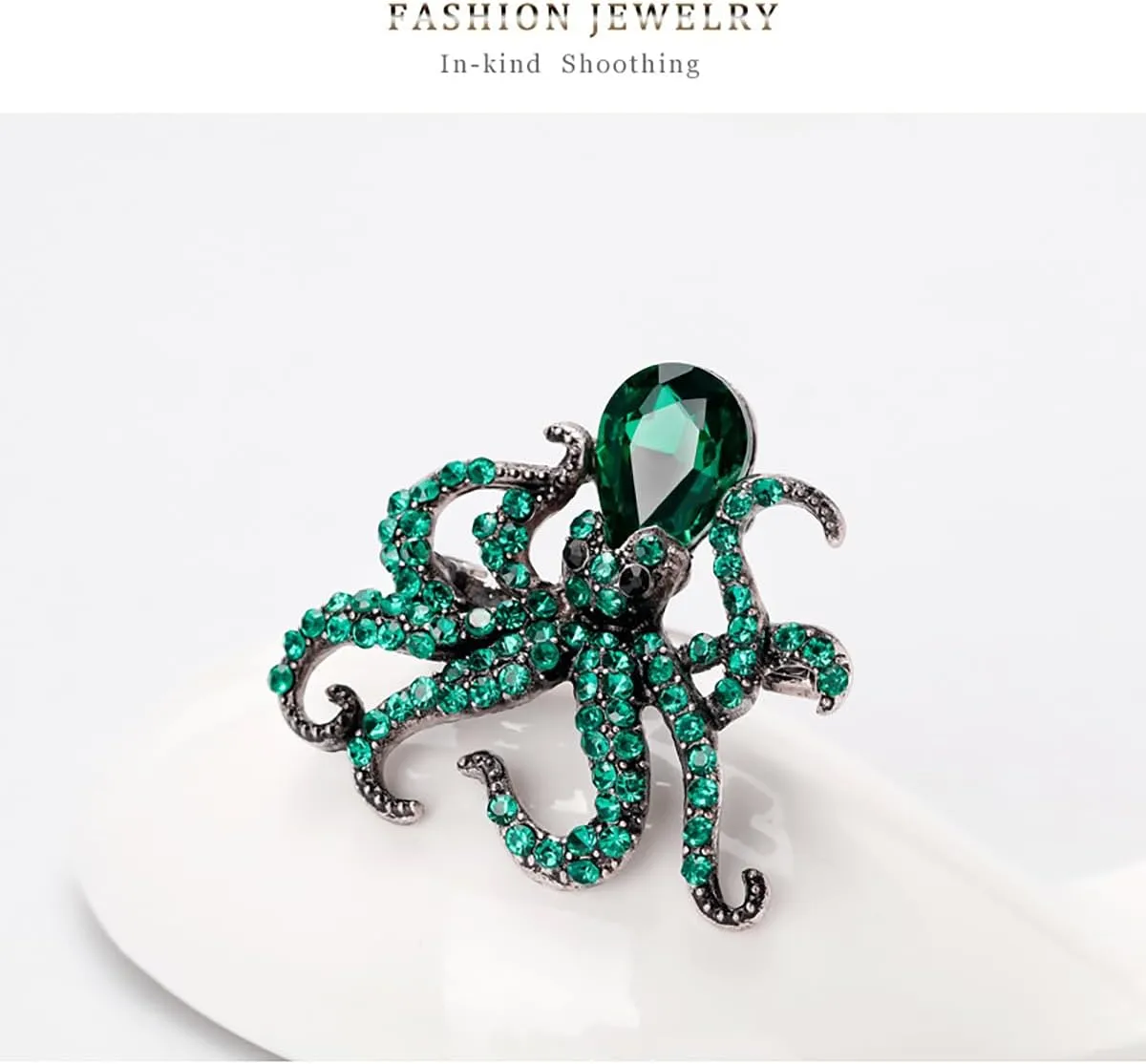Rhinestones Octopus Brooch for Women Men Sea Animal Crystal Brooch Pin Cute Octopus Pin Brooch Christmas Halloween Birthday Party Costume Jewelry