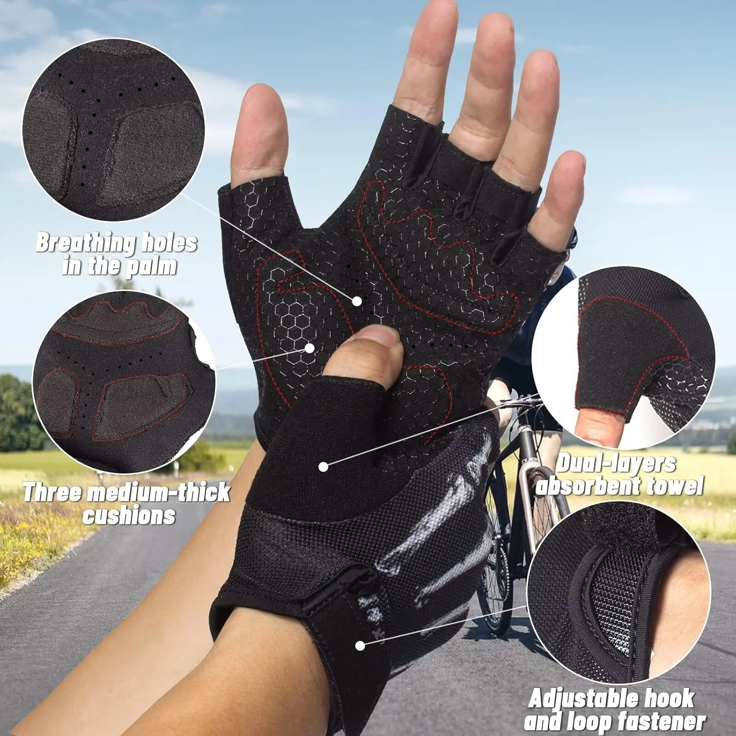 RIGWARL Workout Gloves, Lightweight Fitness Gloves with Full Palm Protection and Excellent Grip for Men Women, Weight Lifting Gloves for Cycling Pull ups Exercise