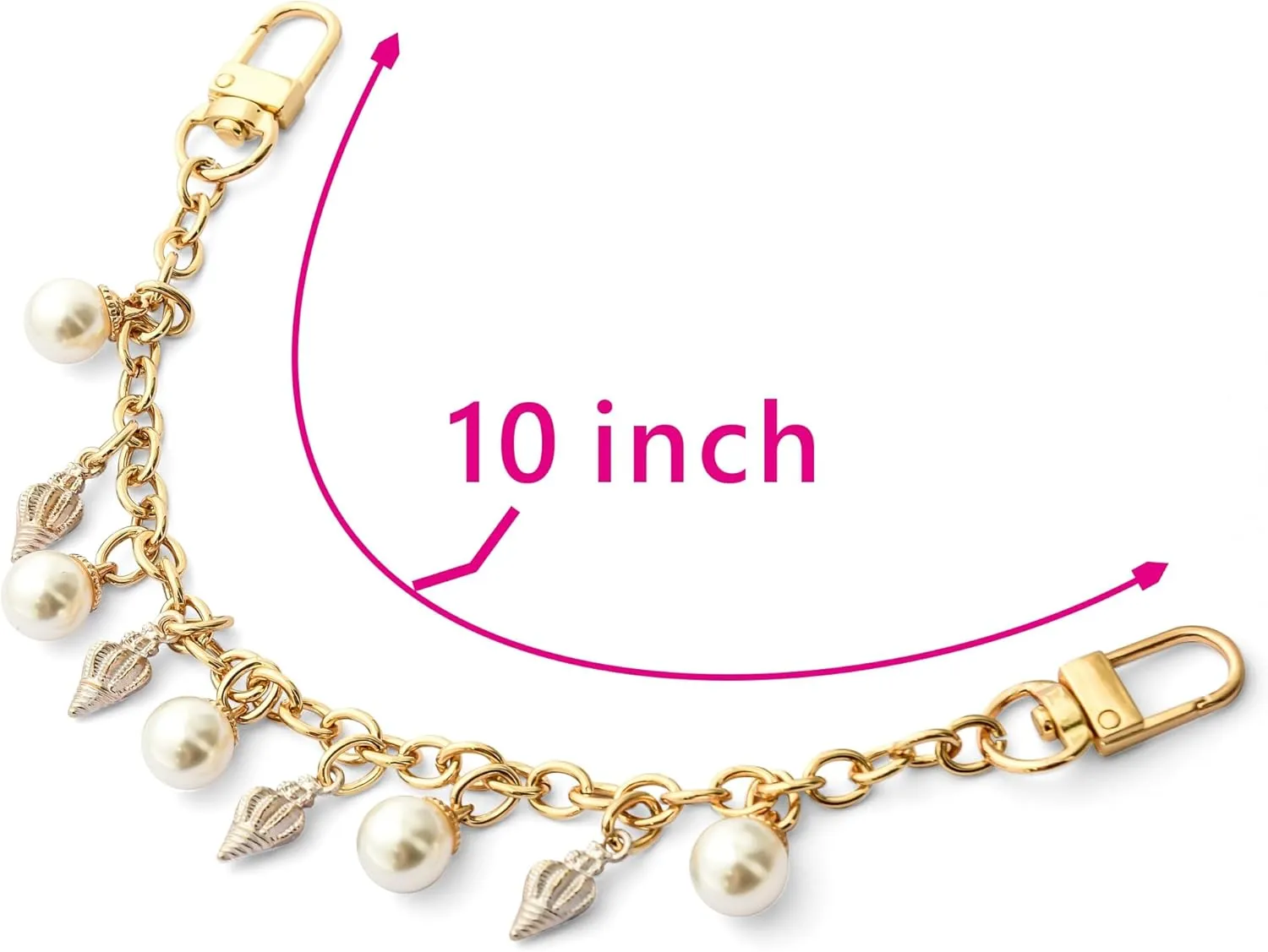 RISOMI Bag or Pocket Chain,Decorative Purse Handbag Chains Replacement Extension Chain Tote Shoulder Bags Belt Chain, Cute Trouser Chains for Waist Body Accessories for Girls and Women(White Conch)