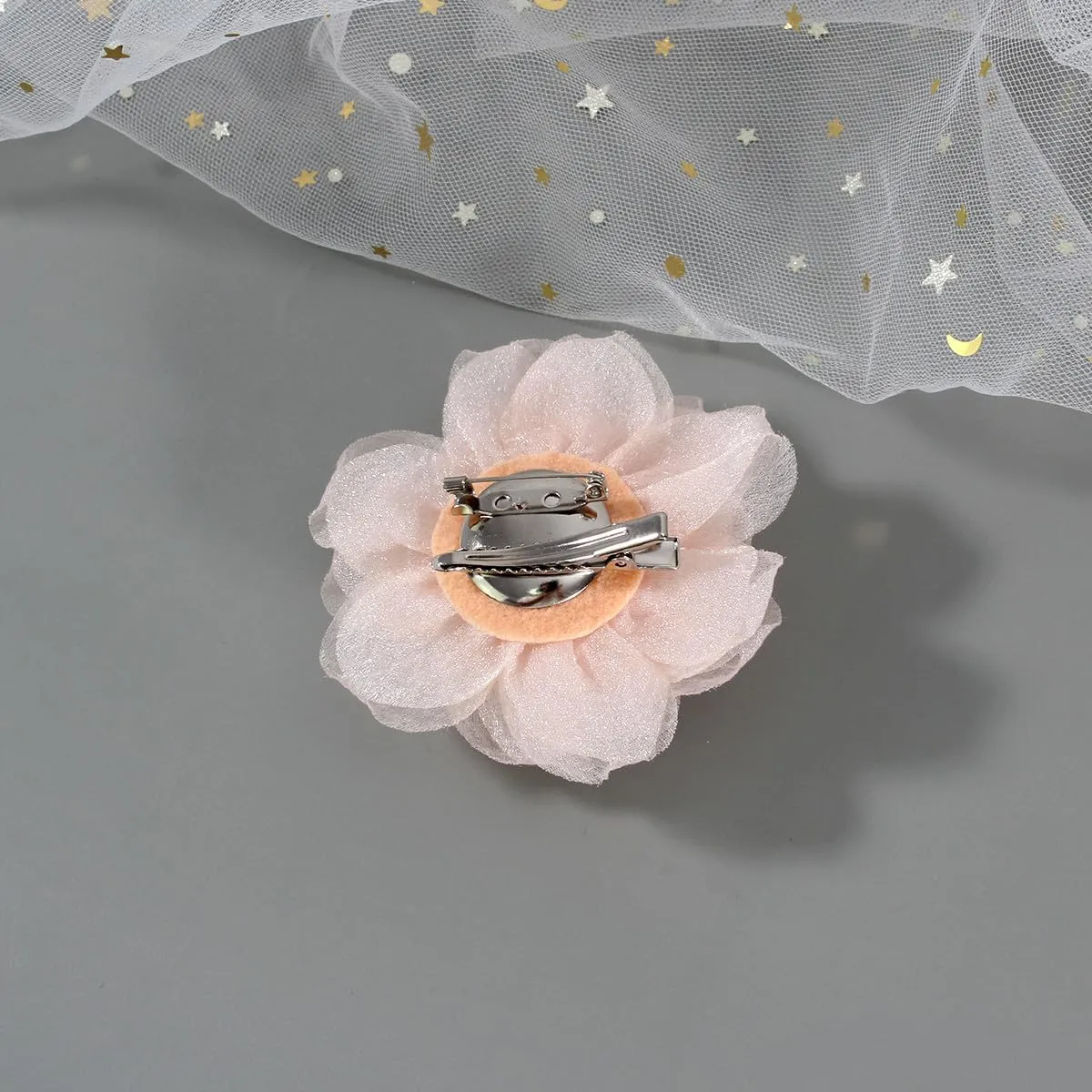 Rose Flower Brooches and Pins for Hair | Beige Brooches for Women with Hair Clip | Hair Clips & Flower Clips for Hair | Lapel Hair Clips for Women | 3.1 Inches, Beige