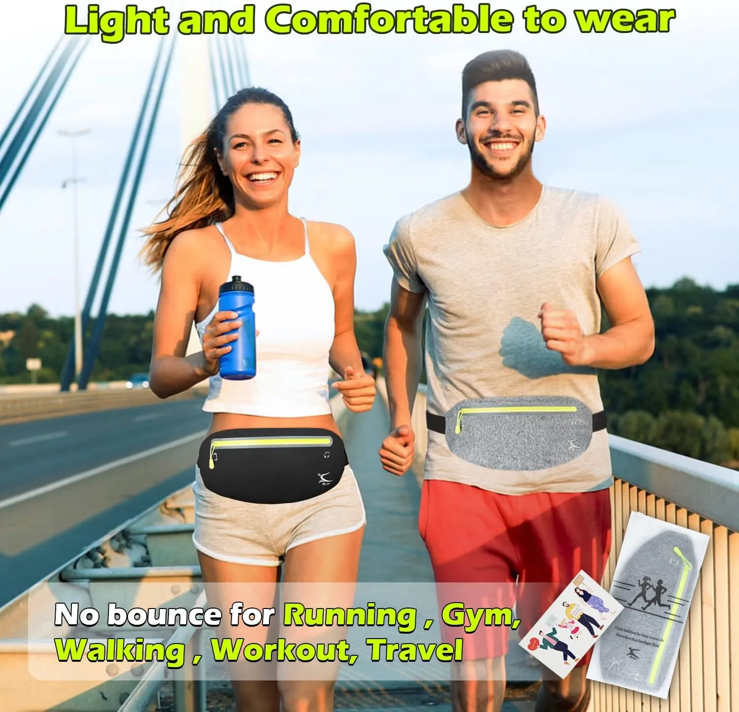 Running Belt Phone Holder, Mothers Day Gifts for Mom Wife Her Teens, Money Belt bag, Flat Fanny Packs for Women Men, Workout Gear Accessories, Waist pouch for Runners, Walking, Travel, Gym, Exercise