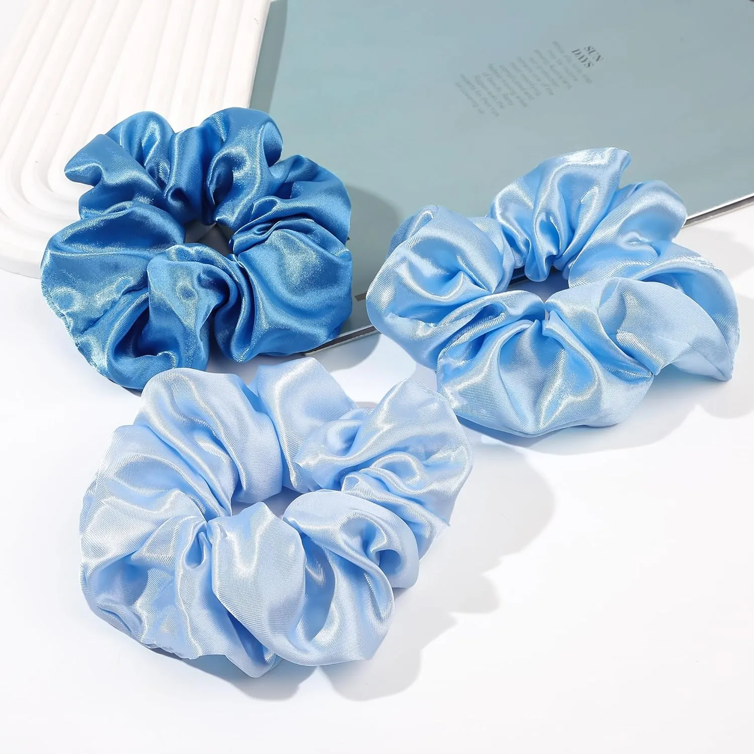 Satin Hair Scrunchies: Cute, Big Pony Tail Holders for Thick, Curly Hair - No Crease, No Damage Hair Ties for Girls and Women