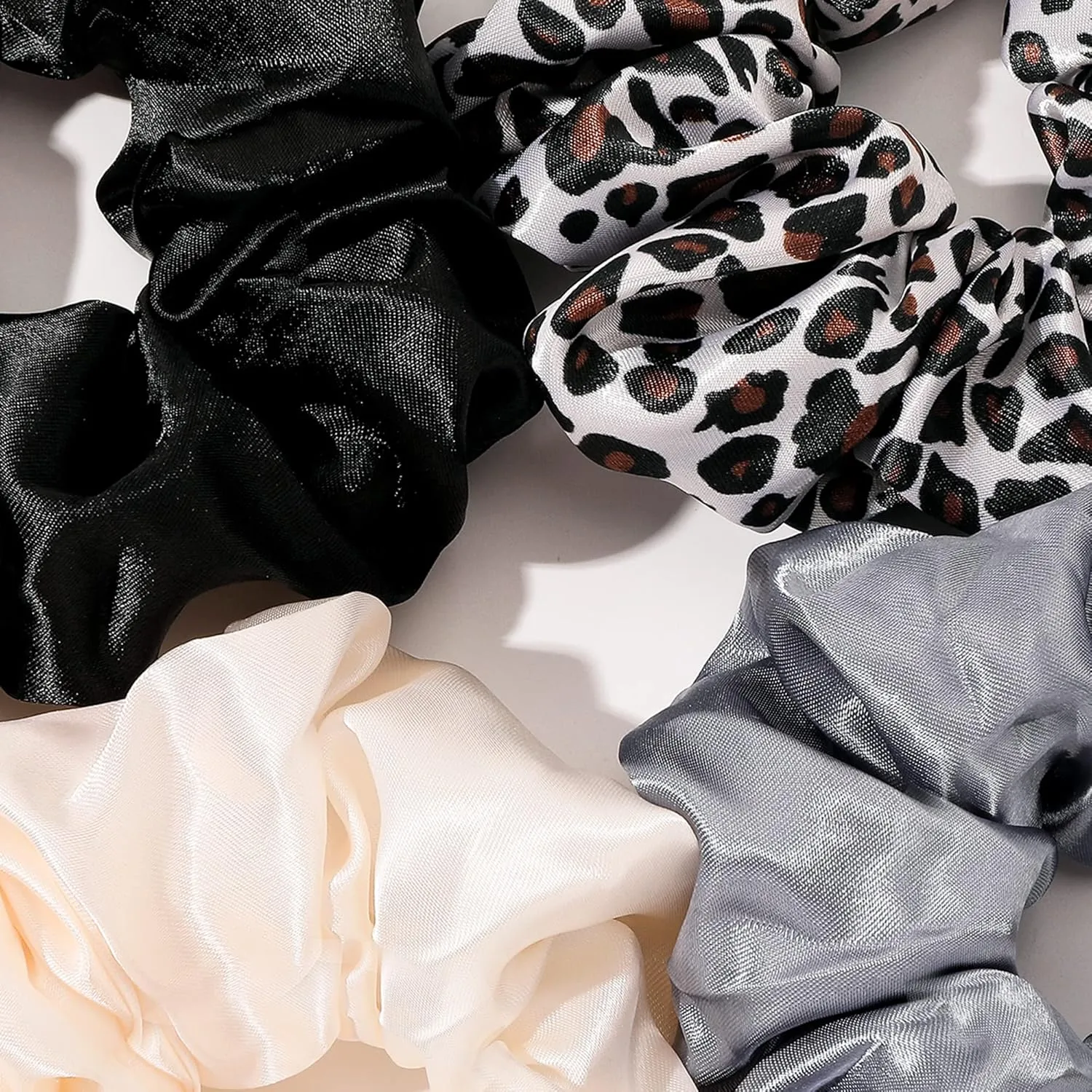 Scrunchies Hair Ties for Girls Women Elastics Bands Ponytail Holder Pack of Neutral Hair Accessories Big Large Scrunchie Cute Hairties for Thick Hair