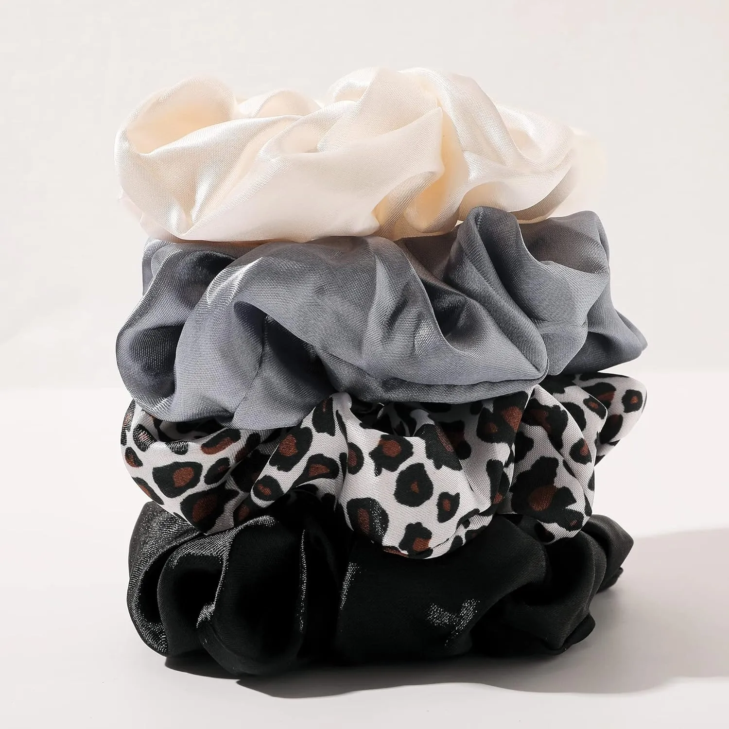 Scrunchies Hair Ties for Girls Women Elastics Bands Ponytail Holder Pack of Neutral Hair Accessories Big Large Scrunchie Cute Hairties for Thick Hair