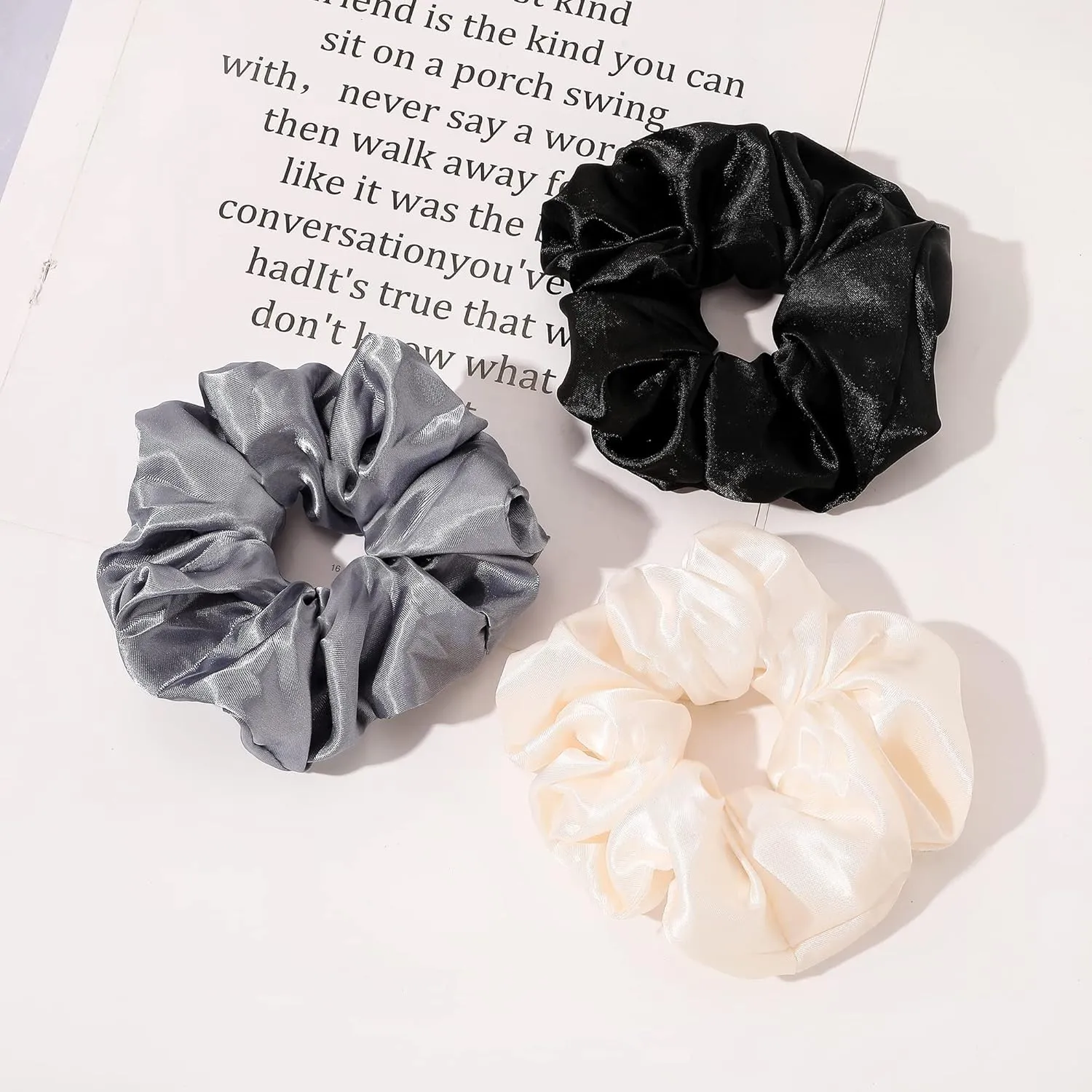 Scrunchies Hair Ties for Girls Women Elastics Bands Ponytail Holder Pack of Neutral Hair Accessories Big Large Scrunchie Cute Hairties for Thick Hair