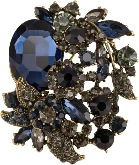 SELOVO Rhinestone Glitter Flower Brooch Pin Jewelry Scarf Accessory Vintage Gold Tone