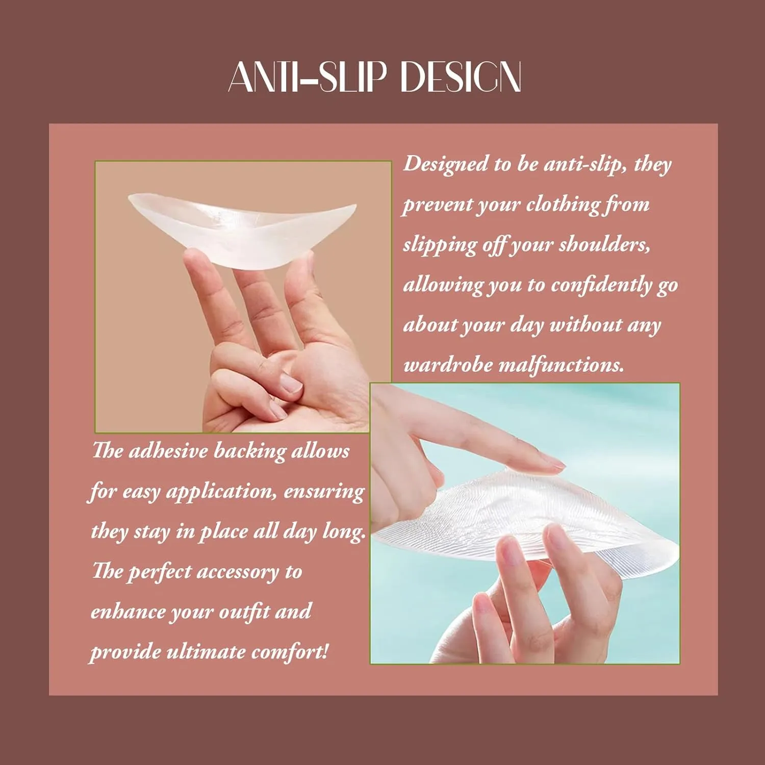 Sholder Pads Ultra Silicone Shoulder Pads for Womens Clothing Boost Comfort and Posture with Natural,Secure Lightweight Design Ideal for Formal, Casual and Active wear.1 Pair - Transparent