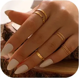 Simple Knuckle Rings Set for Women,Vintage Stackable Joint Finger Midi Rings Dainty Cute Rings Pack Festival Jewelry