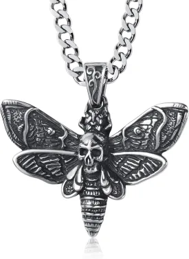 Skull Necklace Stainless Steel Gothic Punk Biker Emo Skull Pendant Necklace Jewelry for Men 60cm