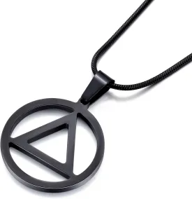 Sobriety Necklace for Men AA Recovery Triangle Pendant Necklace 22 Inch Stainless Steel Snake Chain for Men
