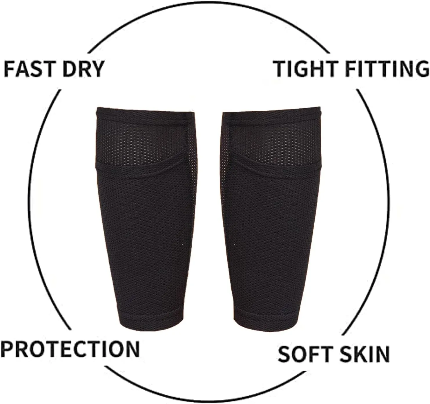 Soccer Shin Guard Sock, Leg Performance Support Football Compression Calf Sleeves with Pocket Can Holding Shin Pads, Comfort Breathable Youth Soccer Shin Guard Holders for Beginner or Elite Athlete