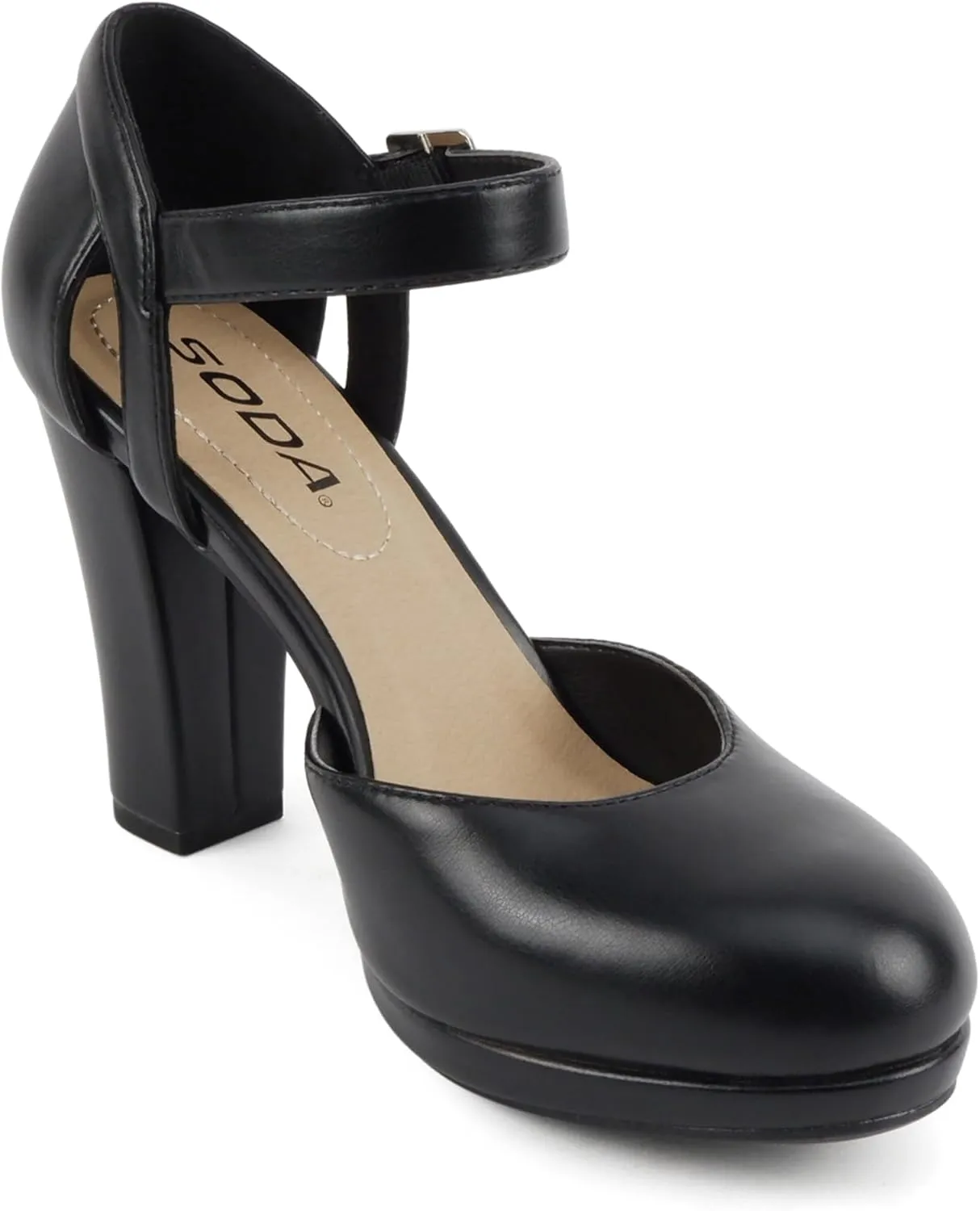 Soda Ayden ~ Women Mary Jane Ankle Strap Cushion High Heel Pump Shoe