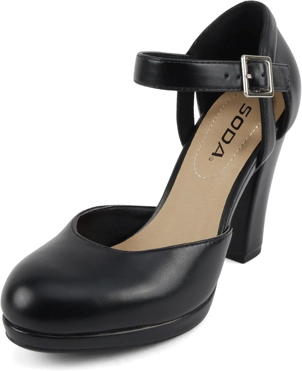 Soda Ayden ~ Women Mary Jane Ankle Strap Cushion High Heel Pump Shoe