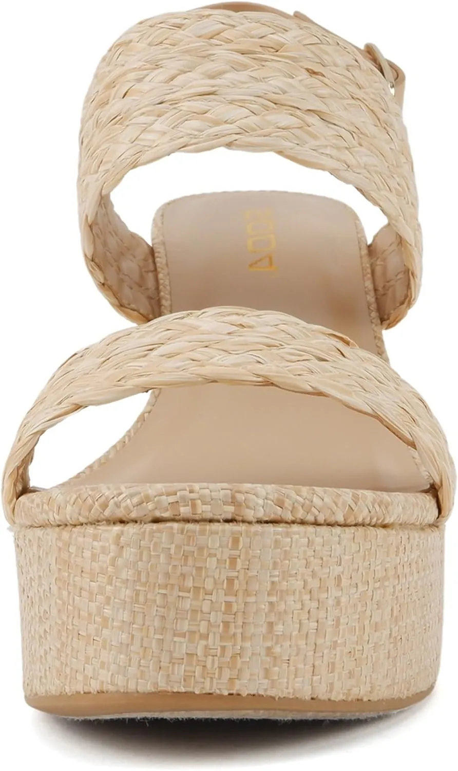 Soda Home ~ Women Round Toe Raffia Upper High Heel Platform Wedge Sandal with Adjustable Ankle Strap