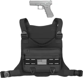 Sports Chest Bag for Men, Tactical Backpack Fits Most Pistol, Adjustable Anti Theft Chest Pack Breathable Running Vest Pouch, Water Resistant Reflective for Workouts Motorcycle Cycling&Hiking