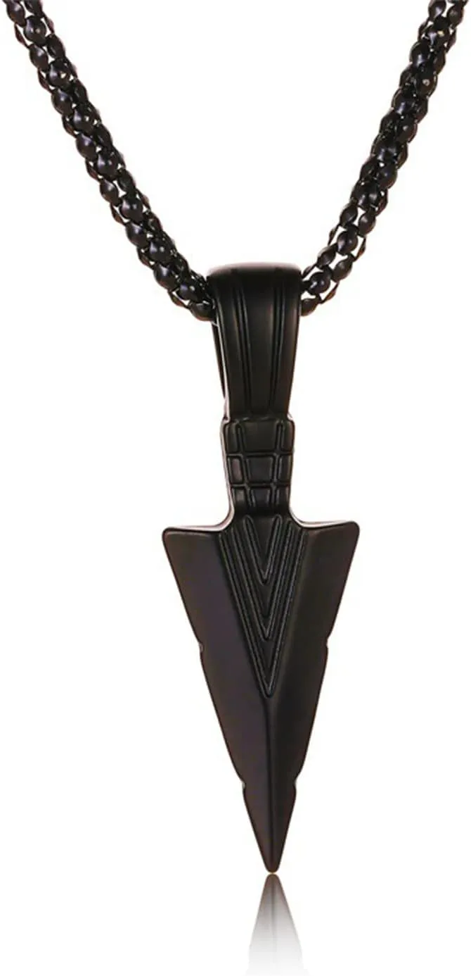 Stainless Steel Spearpoint Arrowhead Pendant Necklace For Mens Cool Arrowhead Pendant Chain Necklace for Women