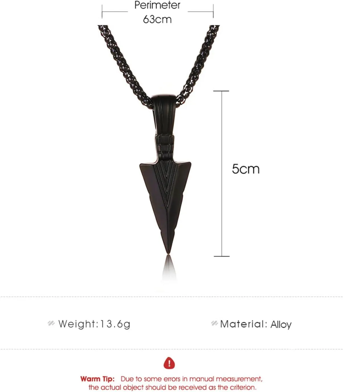 Stainless Steel Spearpoint Arrowhead Pendant Necklace For Mens Cool Arrowhead Pendant Chain Necklace for Women