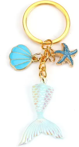 Starfish Keychain Cute Keychains for Backpacks Shells Accessories Dreamy Key Rings for Girls