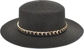 Summer Linen Fedora Hat Short Brim Cuban Sun Hat Beach Hat Flat Top Hat for Men Women
