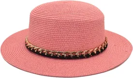 Summer Linen Fedora Hat Short Brim Cuban Sun Hat Beach Hat Flat Top Hat for Men Women