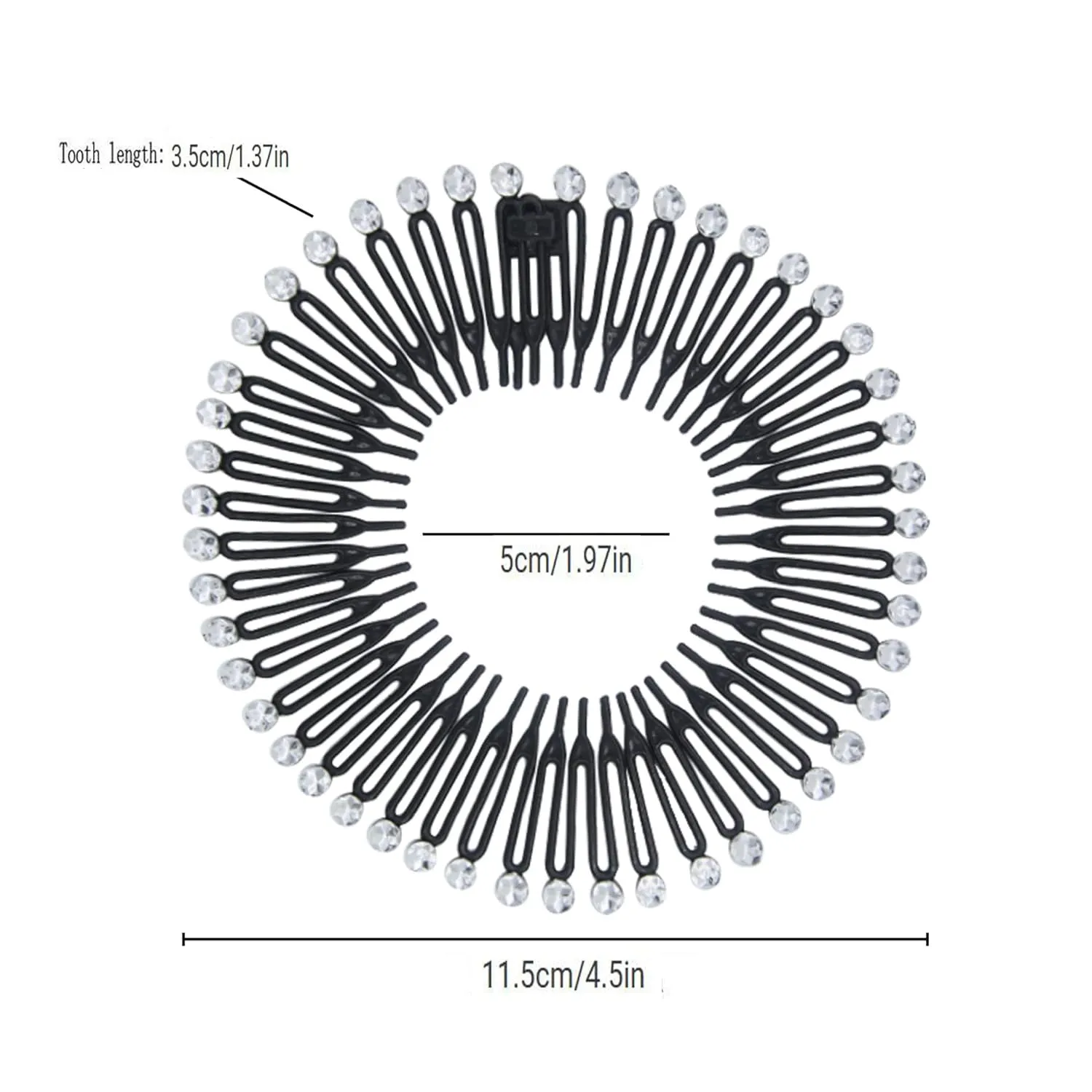 Suoirblss Hairband, 10PCS Stretch Flexible Hair Combs Headband, Tooth Headband Hoop, Fashion Stretchy Circle, Women's (Blue, 1 Count)