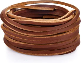 TeeLiy 3MM Flat Genuine Leather Cord - Natural Leather Lacing - Strip Cord Braiding String for Jewelry Making Shoe Lace Braided Bracelets Necklaces Handbags Knife Sheaths Brown (5Yards)