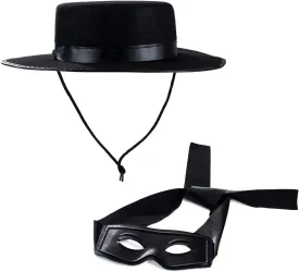 Tigerdoe Zorro Costume - Zorro Hat and Mask - Zorro Accessories - Costume Accessories Black