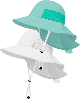 Toddler Baby Sun Hat Kids Summer UPF 50  for Boys Girls Adjustable Beach Hats with Bucket Wide Brim Age 1-7 Years