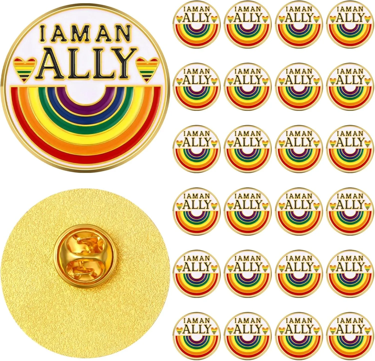 Tondiamo 24 Pcs Gay Pride Enamel Pins Bulk Rainbow Lgbt Lapel Pins Metal Pride Brooches for Clothing Bags Jacket Hats Backpack Decoration