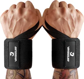 VINSGUIR Elastic Wrist Straps for Weightlifting and Working Out, Breathable Wrist Wraps with Thumb Loop and Left/Right Tabs, Wrist Brace for Wrist Support and Protection, Men and Women (Pair)