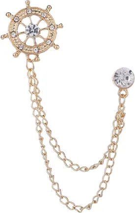 Vintage Badge Tassel Brooch Gold and Silver Elegant Anchor Rotating Sue Chain Brooch Rhinestone Badge Brooch West Decorative Nail Lapel Pin Men's Suit Tuxedo Jewelry Accessories