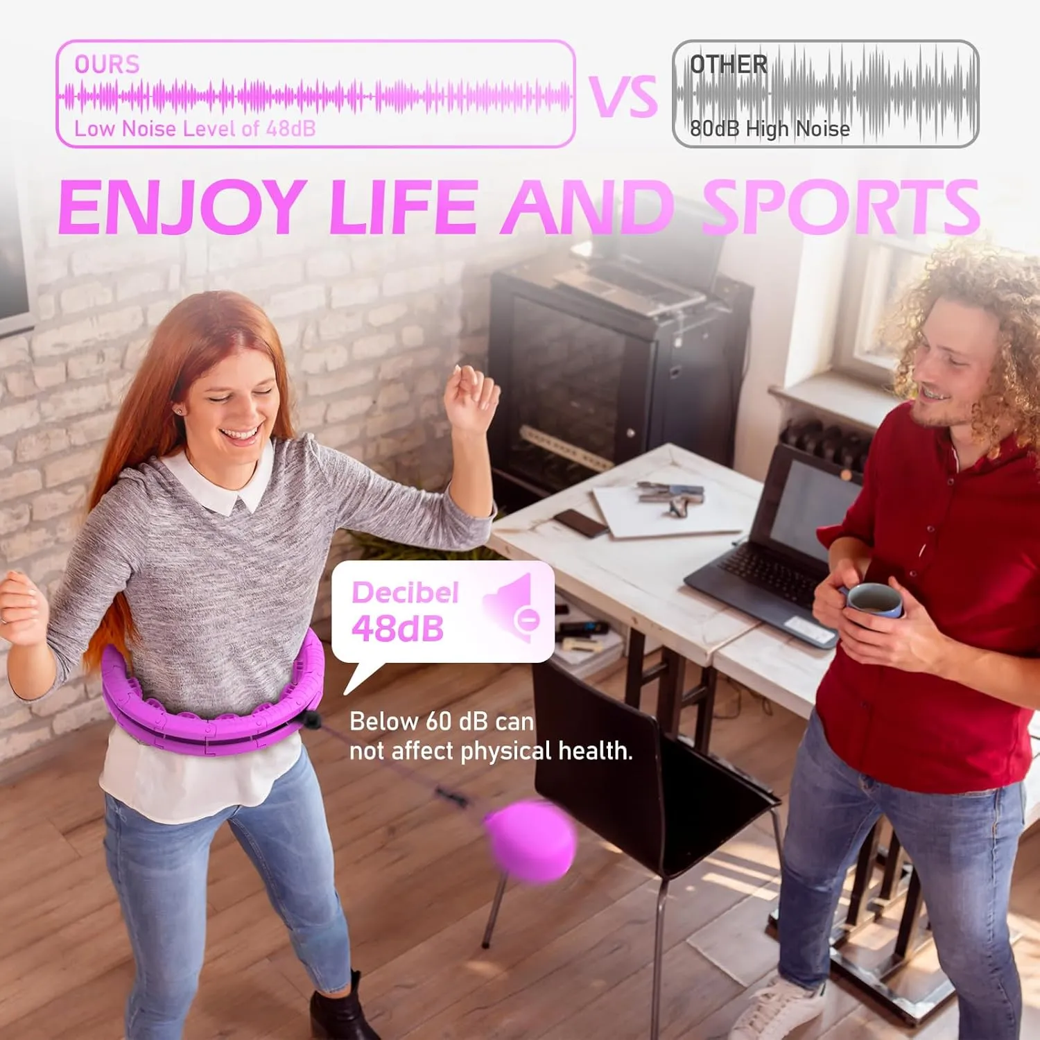 Weighted Hula Circle with 26 Links(56 Inch) for Adults Weight Loss, Infinity Fitness Hoop Plus Size, for Women Smart Exercise Equipment