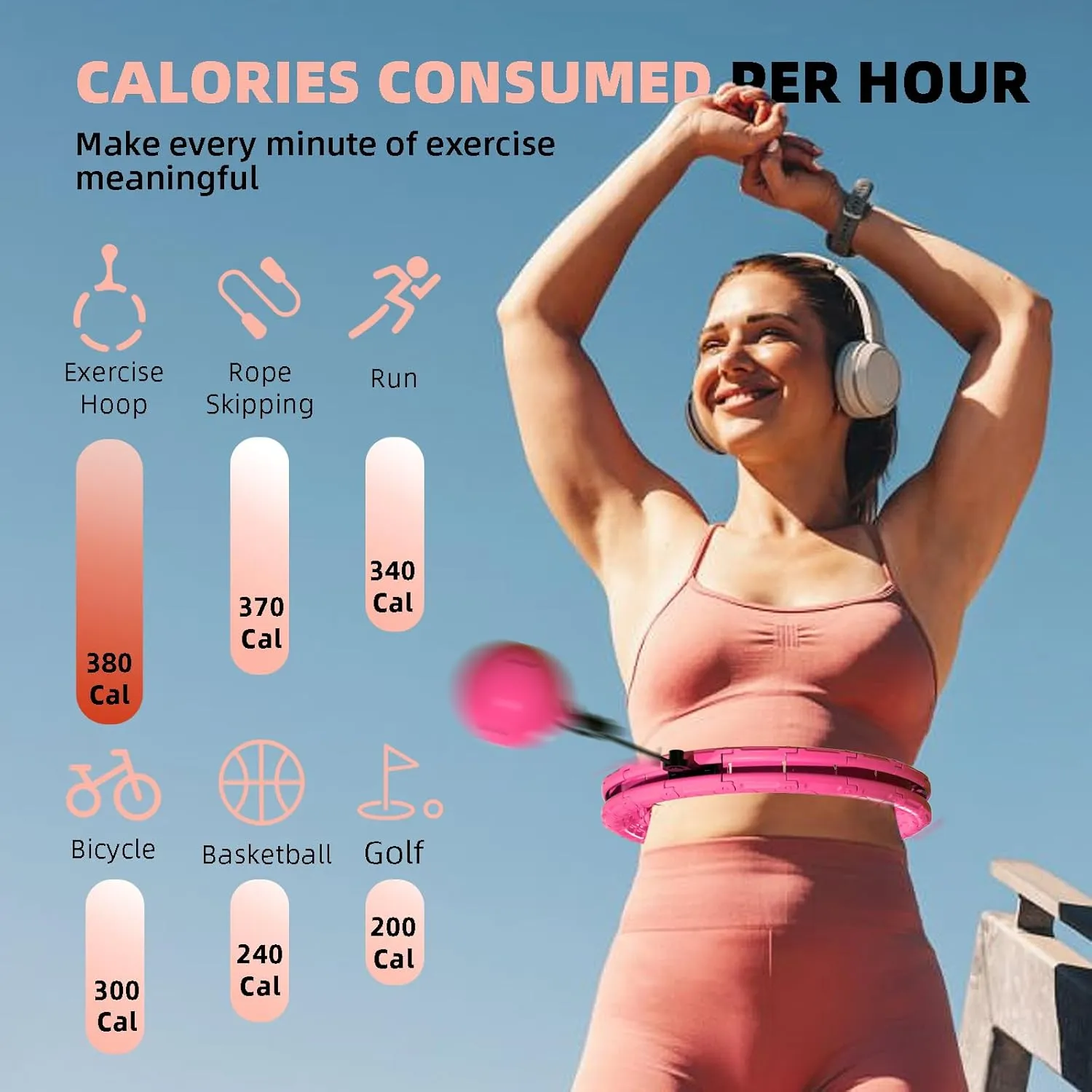 Weighted Hula Infinity Fitness Hoop for Adult Weight Loss, 2 in 1 Smart Fitness Workout Hula Circle Hoops with 28 Detachable Knots, Exercise Fit Hoop Suitable for Women and Beginners