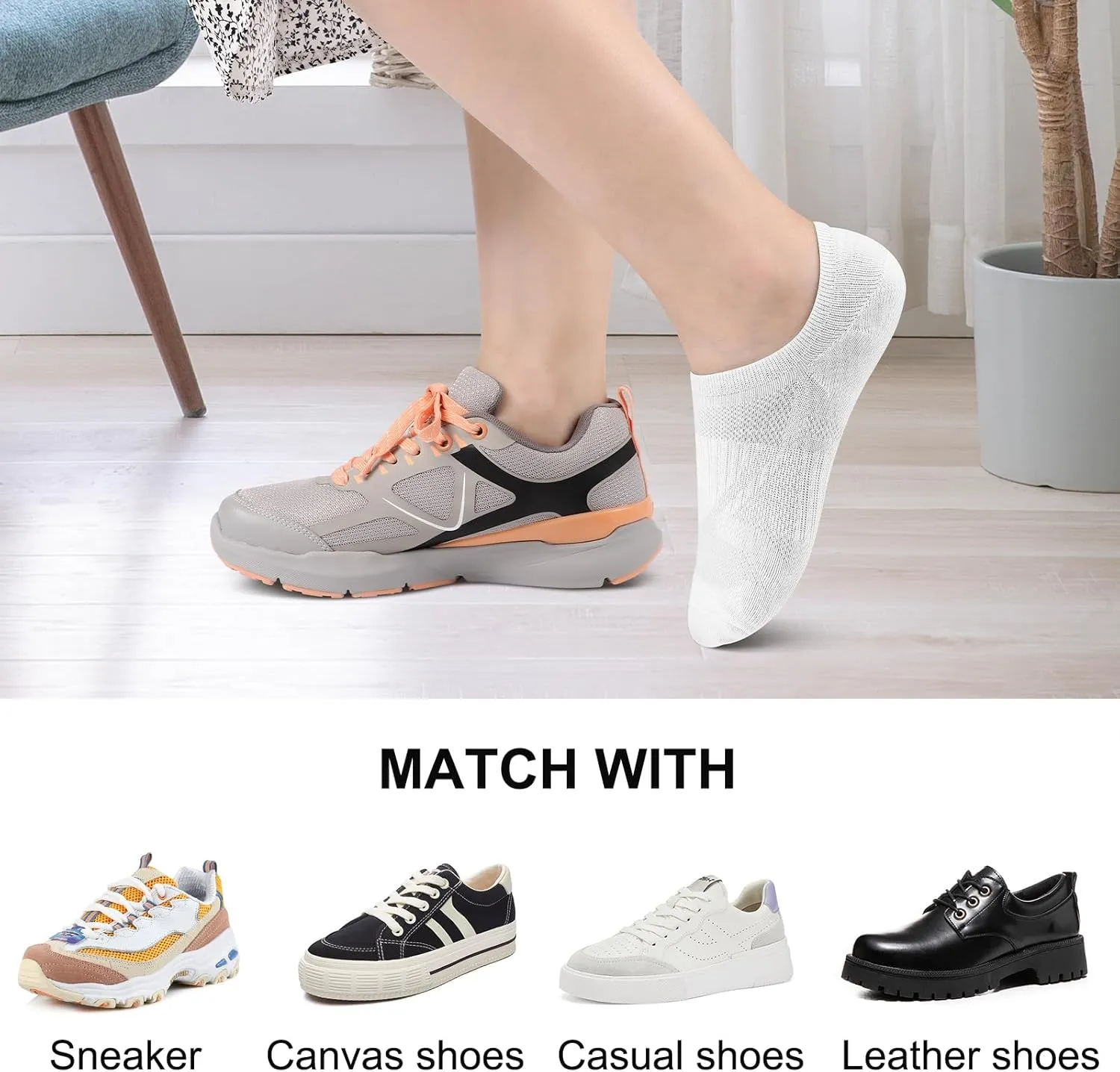 wernies No Show Socks Women - 8 Pairs Ankle Socks for Women, Low Cut Socks Short Cotton Socks, Invisible Casual Socks