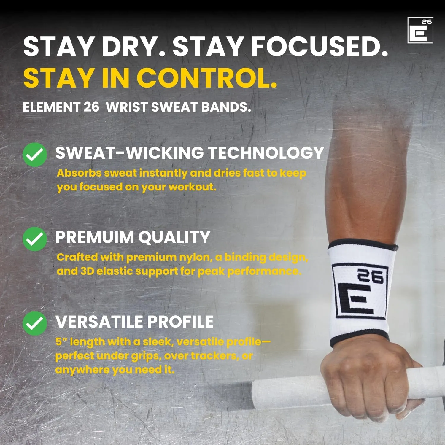 Wicking Wrist Sweat Bands (4 Pack) - for Men, Women, Cross Training, Weightlifting, Functional Fitness, WODs, Sports