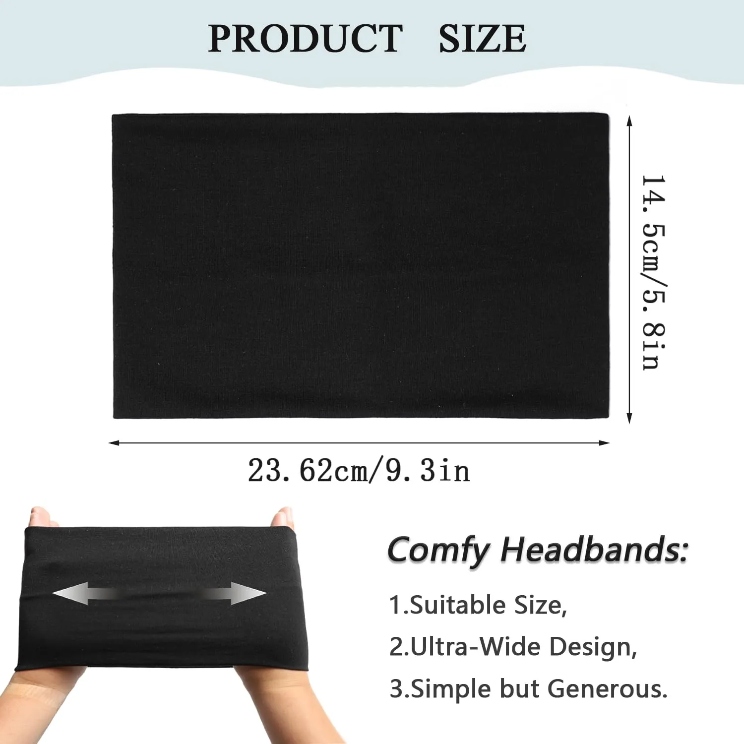 Wide Headbands for Women Non Slip Stretch Headband Boho Head Bands for Running Yoga Workout Hairband 4 Pack (Black, White, Light Gray, Brown)