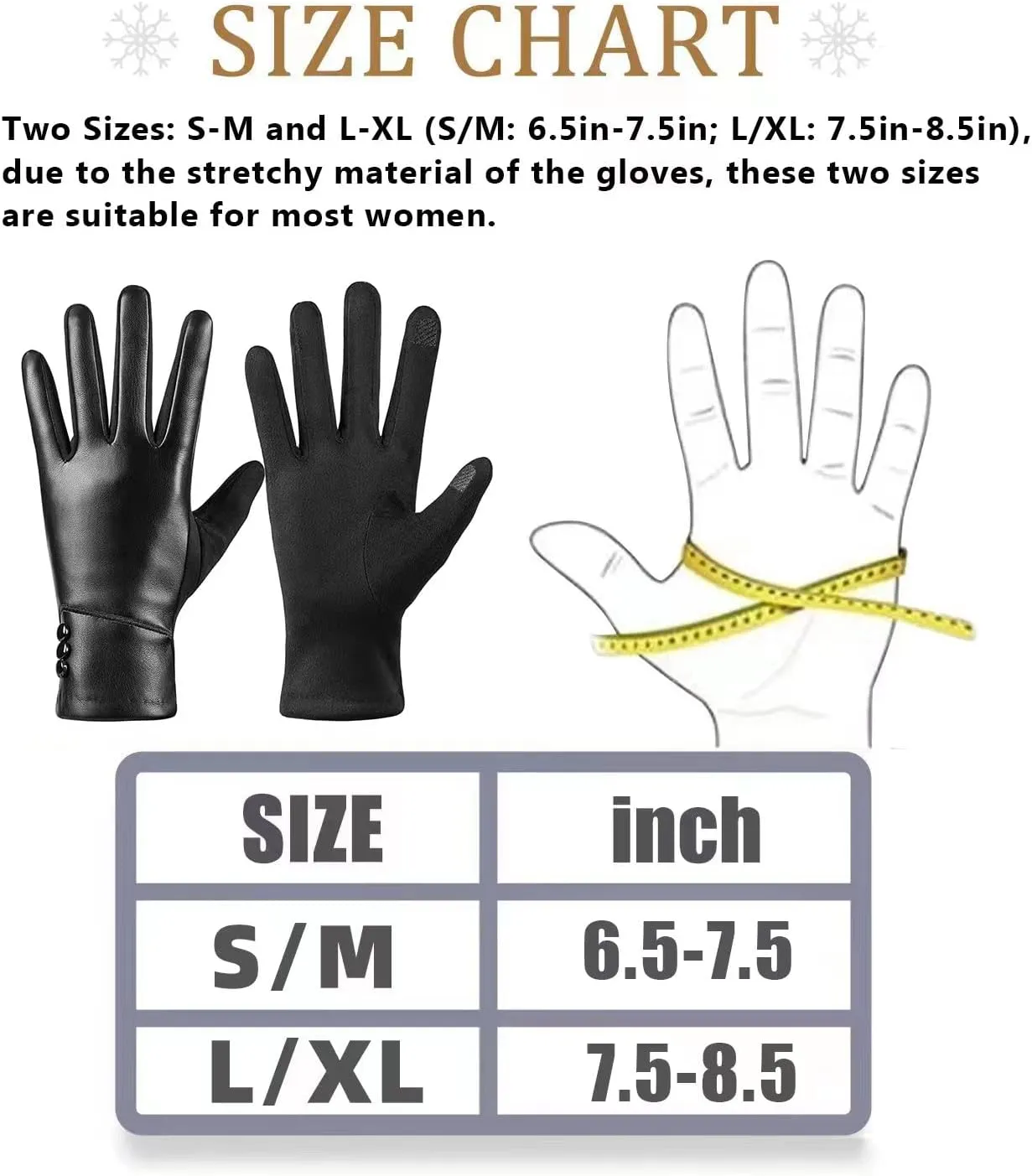 Winter Fashion Leather Gloves for Women, Touch Screen Wool Lined Outdoor Windproof Warm Suede Driving Dress Gloves