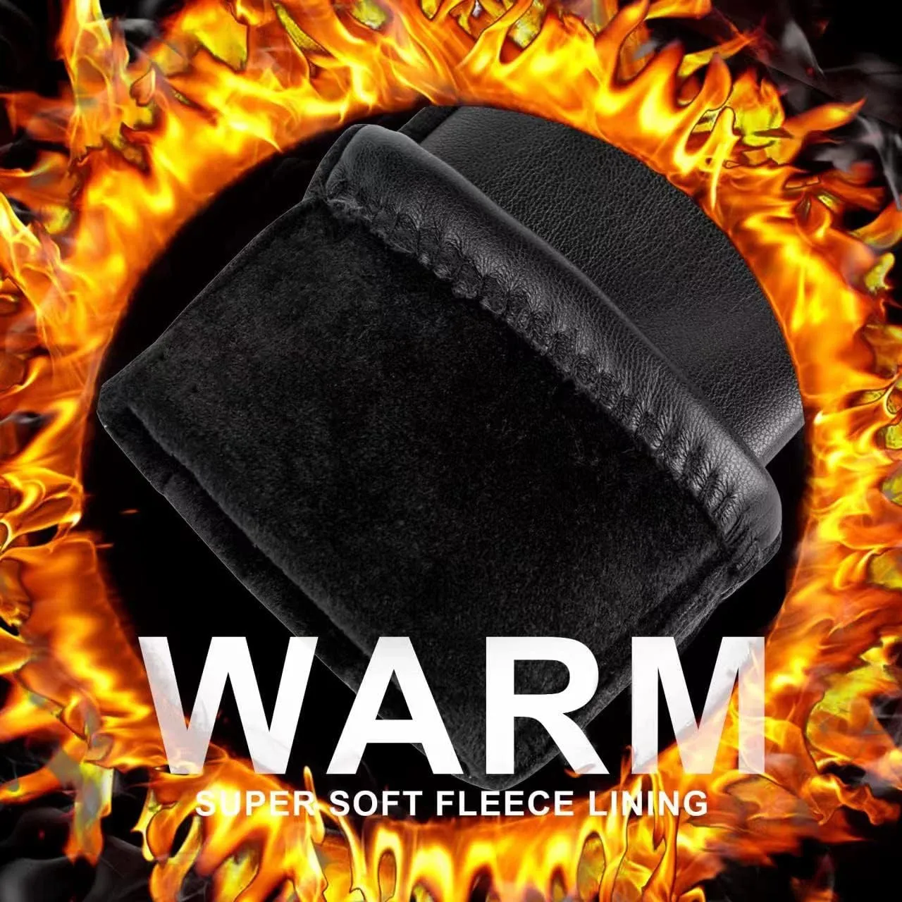 Winter Fashion Leather Gloves for Women, Touch Screen Wool Lined Outdoor Windproof Warm Suede Driving Dress Gloves