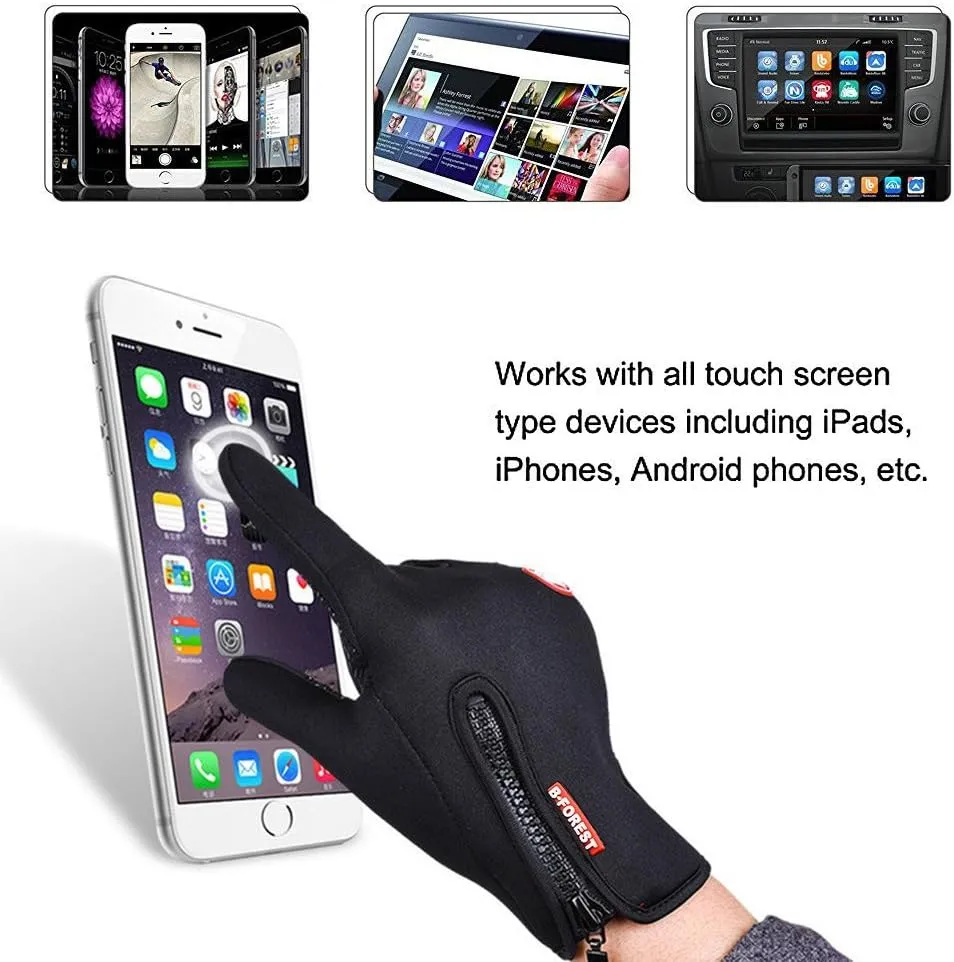 Winter Gloves Touch Screen Warm Gloves Cold Weather Windproof Cycling Driving Riding Bike Telefingers Thermal Gloves Non-Slip Silicone Gel Adjustable Full Finger Mittens