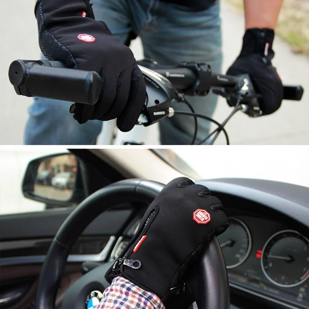 Winter Gloves Touch Screen Warm Gloves Cold Weather Windproof Cycling Driving Riding Bike Telefingers Thermal Gloves Non-Slip Silicone Gel Adjustable Full Finger Mittens