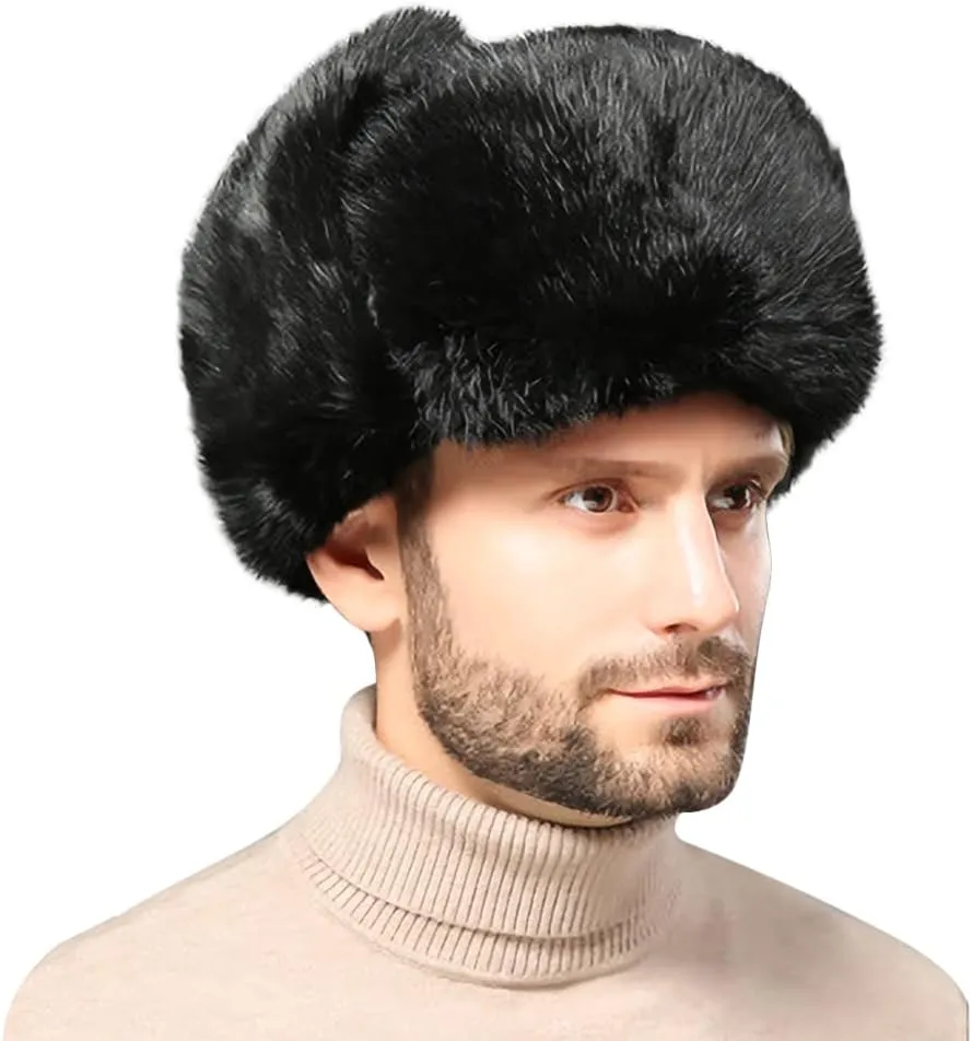 Winter Trapper Trooper Hat Faux Fur Russian Ushanka Hat Windproof Warm Hunting Cap Fuzzy Skiing Cap Unisex