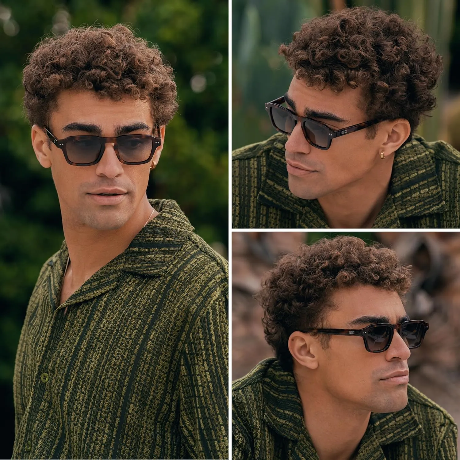 WMP Eyewear - Men's Polarized Sunglasses: Narrow Geometric Frame, Rectangular Lenses, Round Rivets, Injected Metal Core