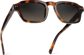 WMP Eyewear - Men's Polarized Sunglasses: Narrow Geometric Frame, Rectangular Lenses, Round Rivets, Injected Metal Core