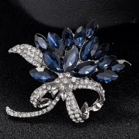 Women's Flower Brooch Pin Crystal Rhinestones Breastpin for Wedding/Banquet/Bouquet